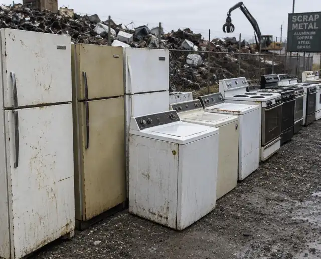 Old appliances at a John's Famous yard